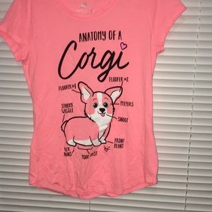 Girls pink corgi tee